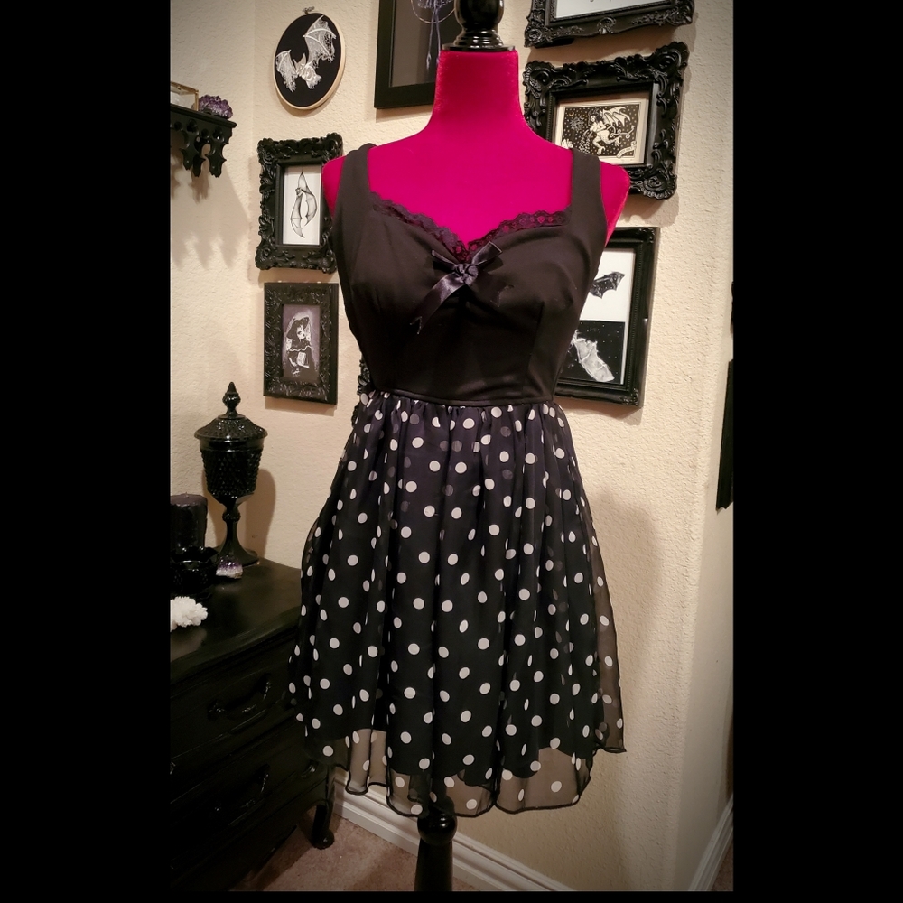 Deadly Dames Polka dot babydoll dress.